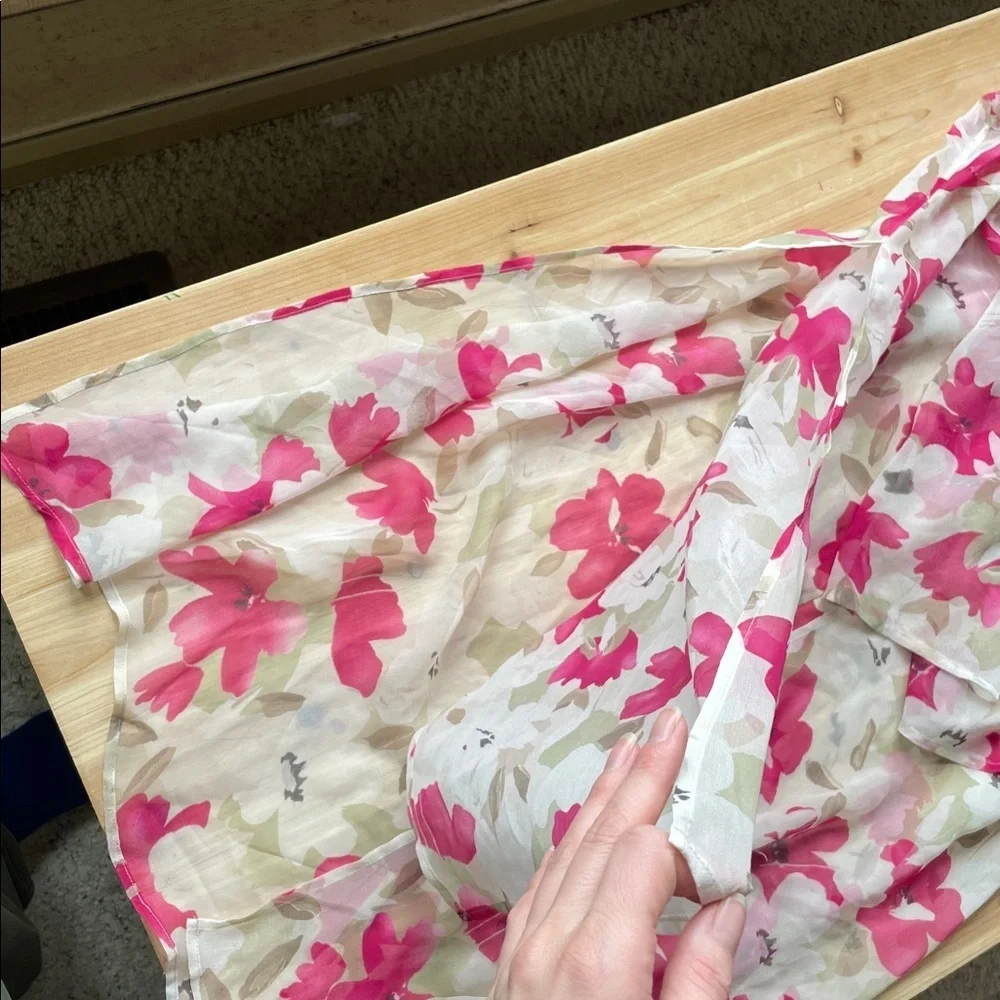 Robbie Bee Vintage 100% Silk Garden Inspired Floral Robe